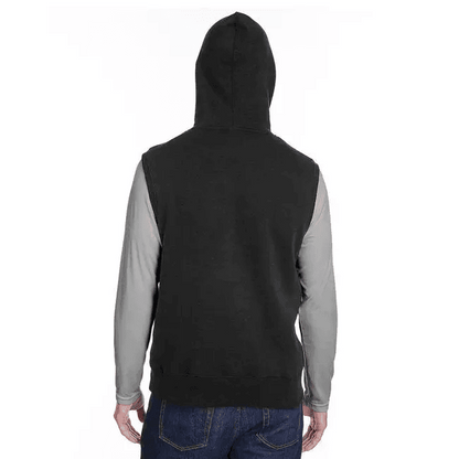Comfortable Adult Triblend Fleece Sleeveless Hoodie - BLACK - S - Estalios