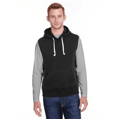 Comfortable Adult Triblend Fleece Sleeveless Hoodie - BLACK - S - Estalios