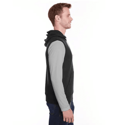 Comfortable Adult Triblend Fleece Sleeveless Hoodie - BLACK - S - Estalios