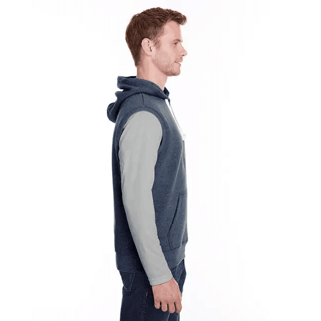 Comfortable Adult Triblend Fleece Sleeveless Hoodie - BLACK - S - Estalios