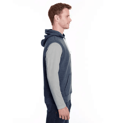 Comfortable Adult Triblend Fleece Sleeveless Hoodie - BLACK - S - Estalios