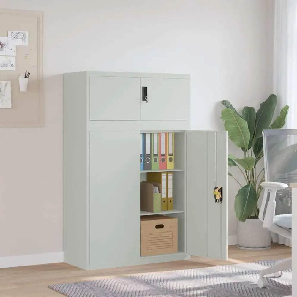 Epic Metal Storage Cabinets: White, Gray & Light Gray - Estalios