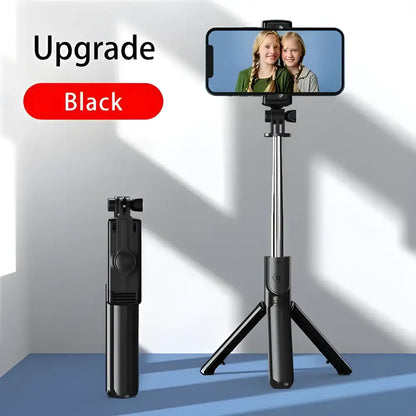 Black phone tripod with selfie stick from Epic Tripod Selfie Stick Deals perfect for selfies