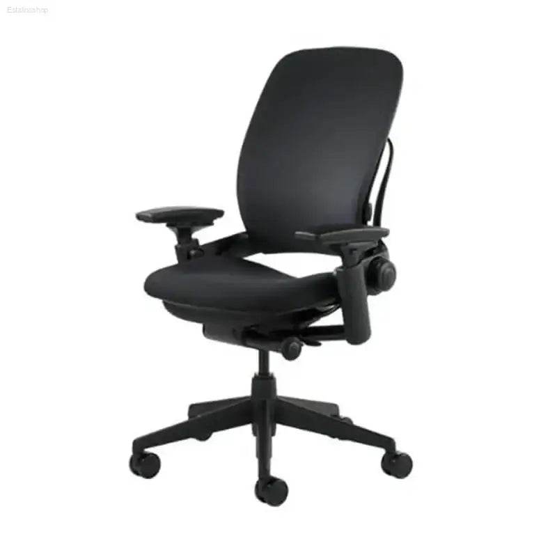 Ergonomic Steelcase Leap V2 Chair - Black with Adjustable Arms and Comfort Memory Foam Seat - Estalios