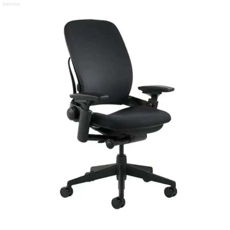 Ergonomic Steelcase Leap V2 Chair - Black with Adjustable Arms and Comfort Memory Foam Seat - Estalios