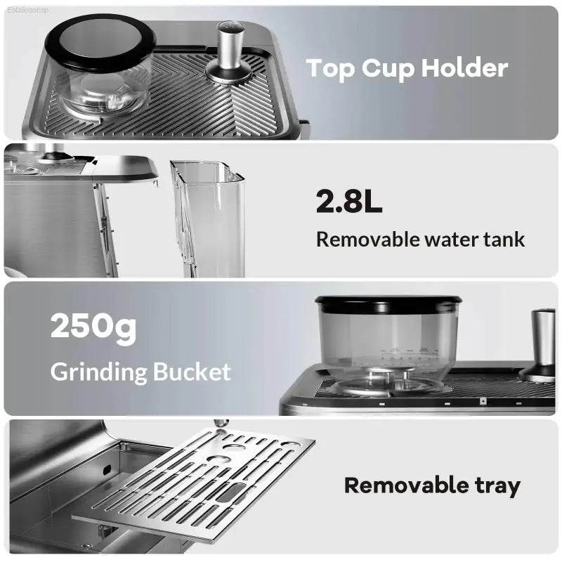 Espresso Coffee Maker With Grinder And Milk Frother - Estalios