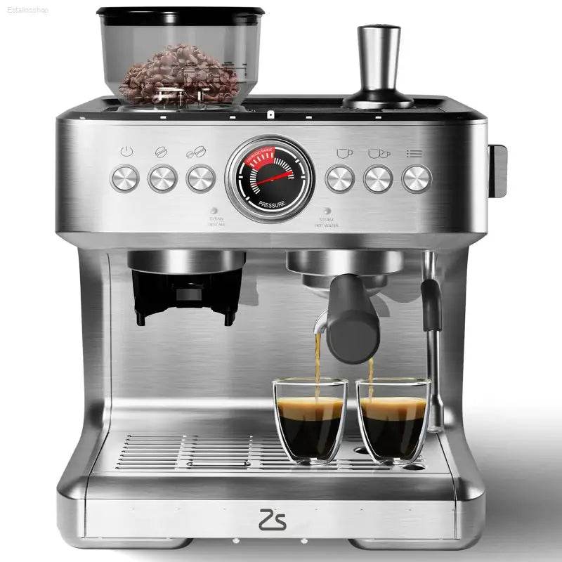 Espresso Coffee Maker With Grinder And Milk Frother - Estalios