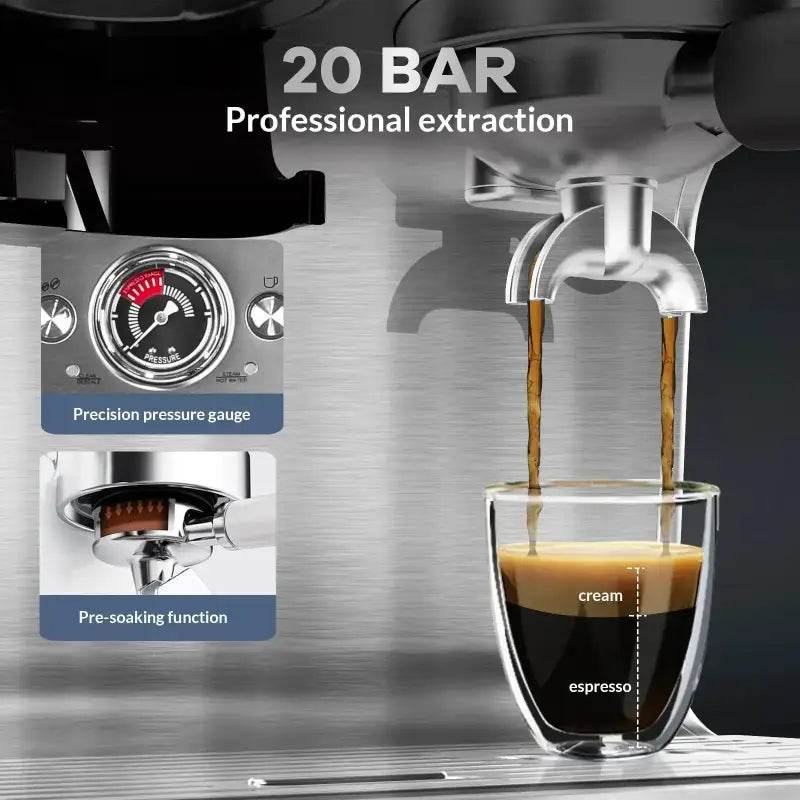 Espresso Coffee Maker With Grinder And Milk Frother - Estalios