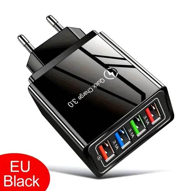 EU/US Plug 3A Multi-Port USB Charger – Fast Charging for Phones & Tablets - Estalios