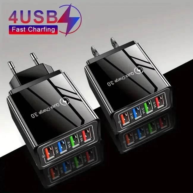 EU/US Plug 3A Multi-Port USB Charger – Fast Charging for Phones & Tablets - Estalios