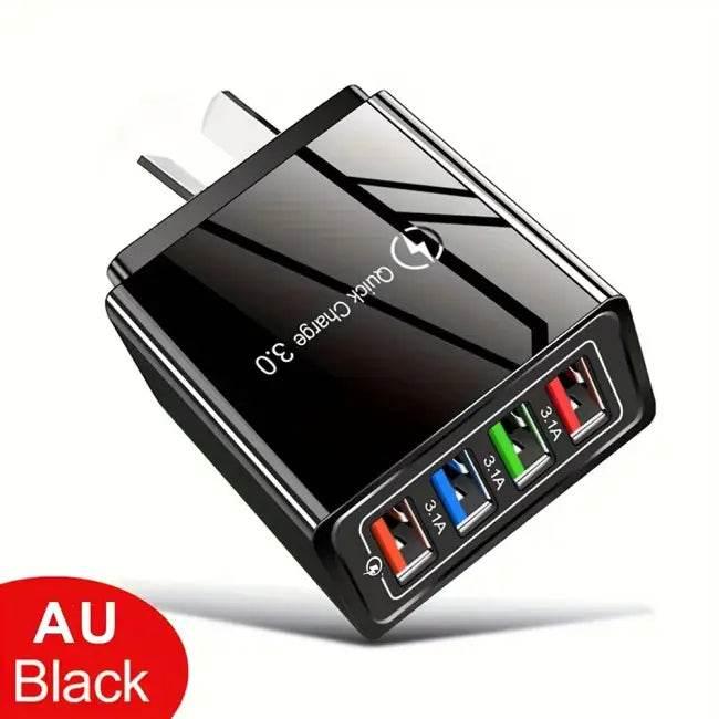 EU/US Plug 3A Multi-Port USB Charger – Fast Charging for Phones & Tablets - Estalios