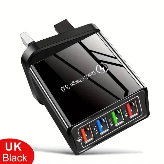 EU/US Plug 3A Multi-Port USB Charger – Fast Charging for Phones & Tablets - Estalios