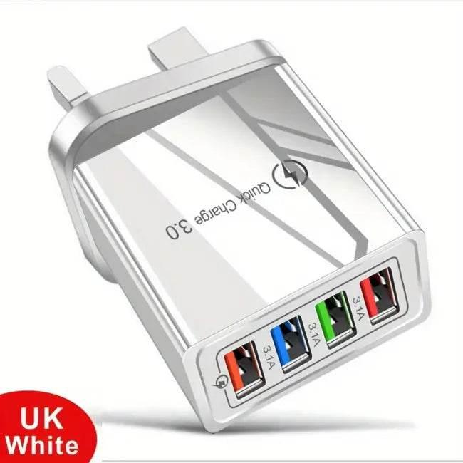 EU/US Plug 3A Multi-Port USB Charger – Fast Charging for Phones & Tablets - Estalios