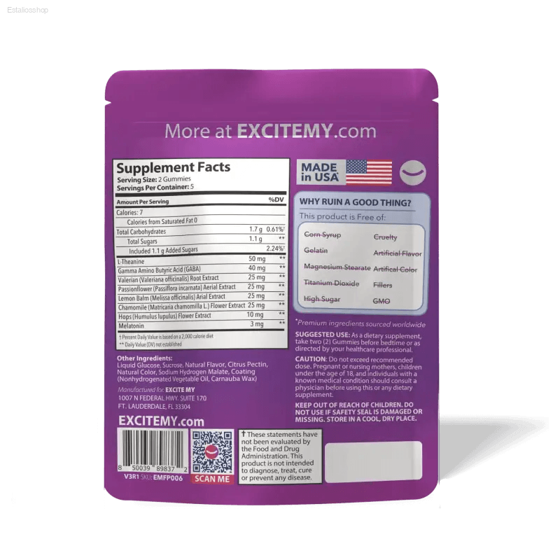 Supplement facts label.