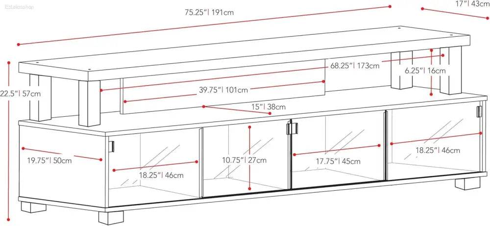 Corliving Bromley Extra Wide TV Stand - Perfect for TVs Up to 95 Inches! - Estalios