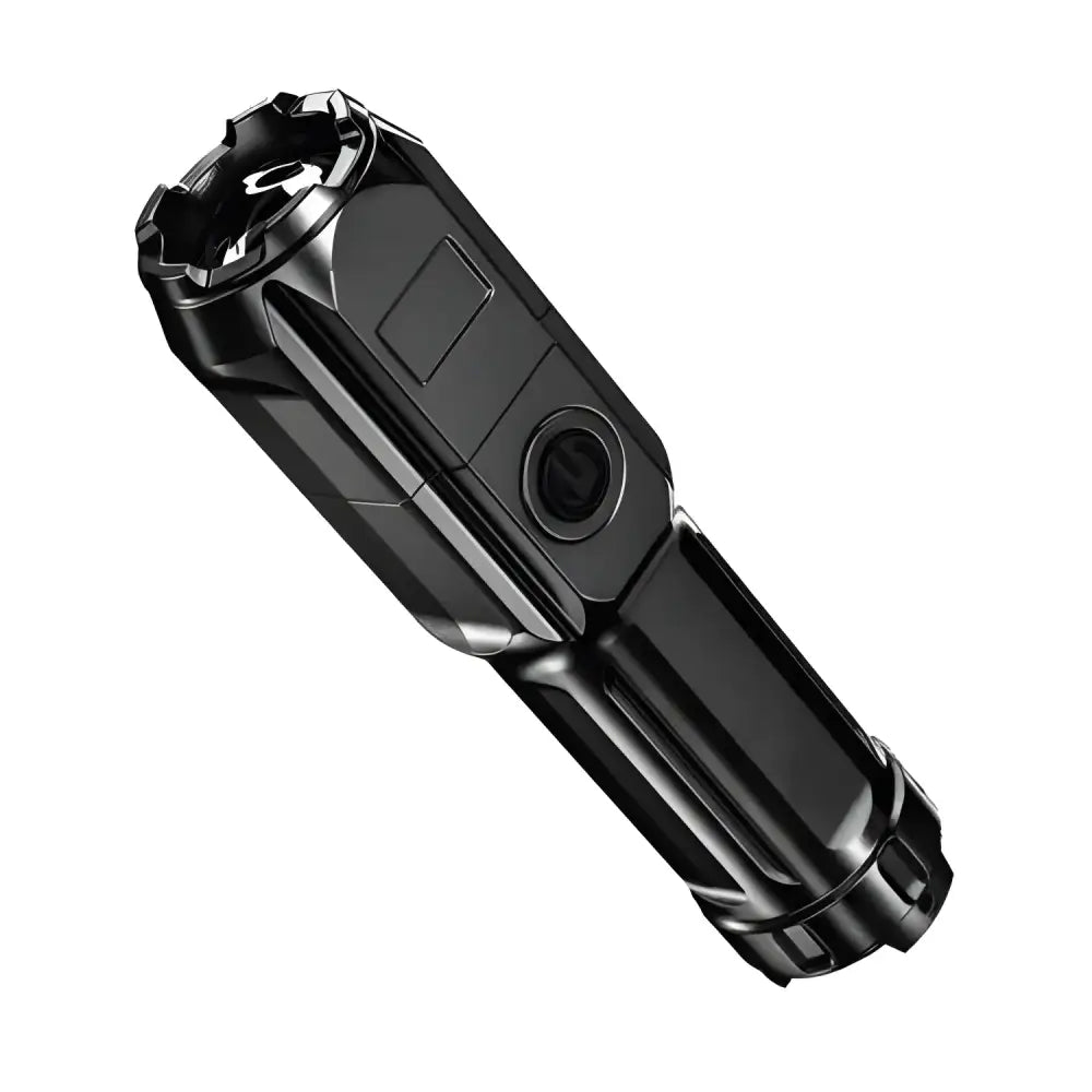 Black self-defense flashlight F15-T Black with strong light focusing for safety and convenience