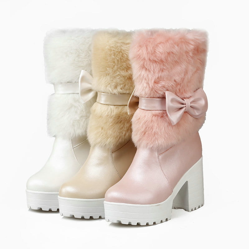 Women’s Thick Heel Snow Sweet Bow Boots