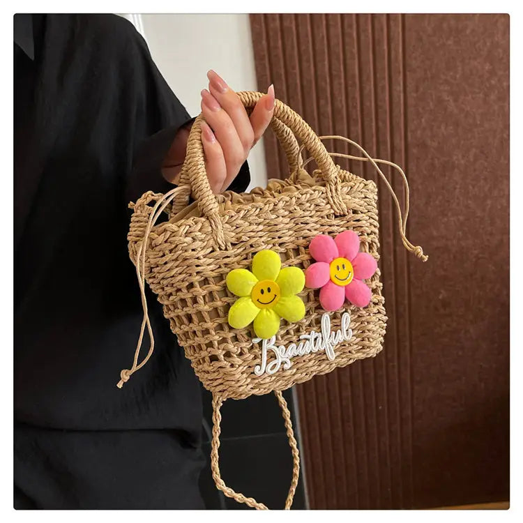 Summer Woven Bag Versatile Handheld Crossbody Hollow Beach Bag