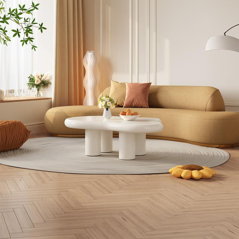 Guyii Cloud Coffee Table, Modern White Coffee Table for Living Room, Cute Irregular Indoor Tea Table with 4 Legs, Easy Assembly