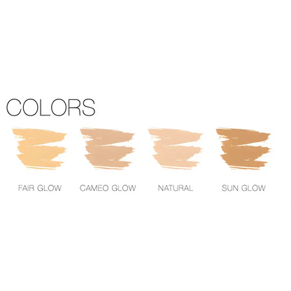 Fair Glow Tinted Moisturizer swatches showing foundation color options for a radiant look