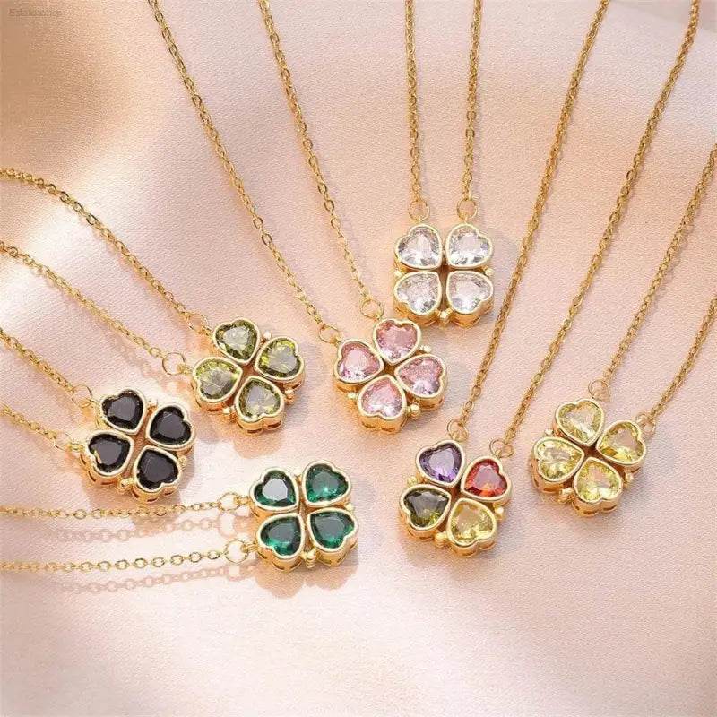 Fashion Retro Clover Heart Pendant Necklace for Women - Estalios