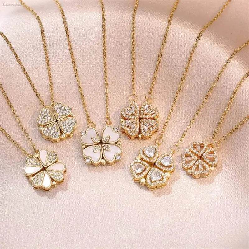 Fashion Retro Clover Heart Pendant Necklace for Women - Estalios