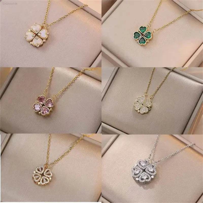 Fashion Retro Clover Heart Pendant Necklace for Women - Estalios