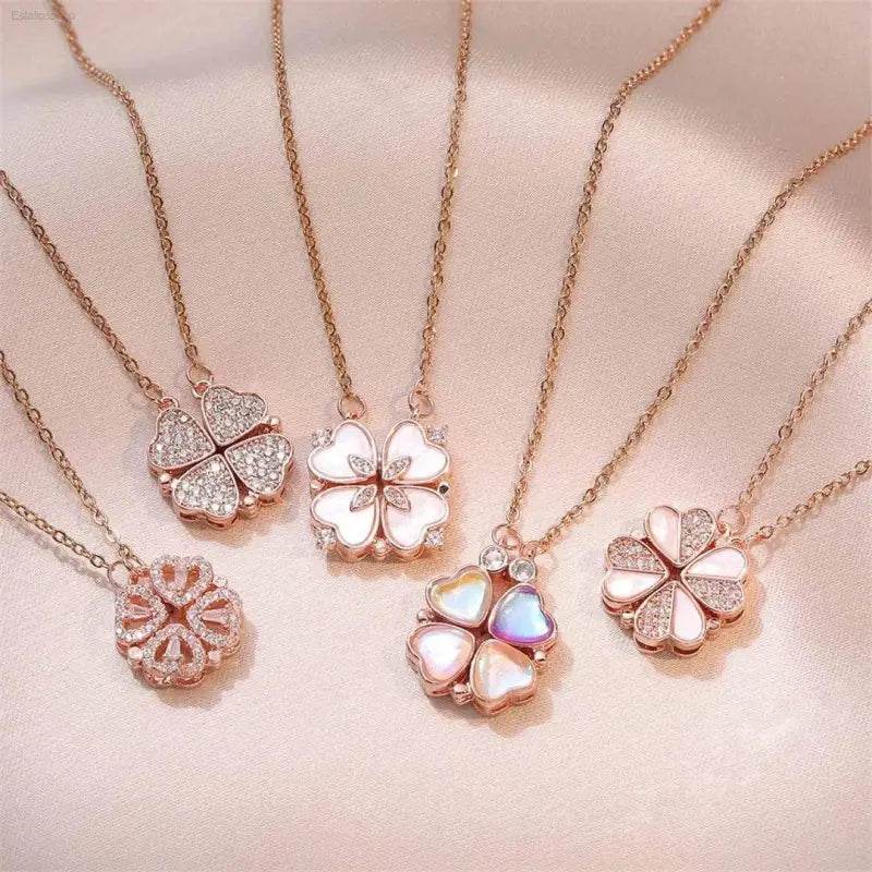 Fashion Retro Clover Heart Pendant Necklace for Women - Estalios