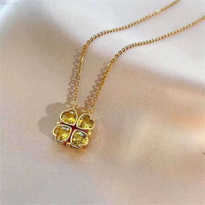Fashion Retro Clover Heart Pendant Necklace for Women - Estalios