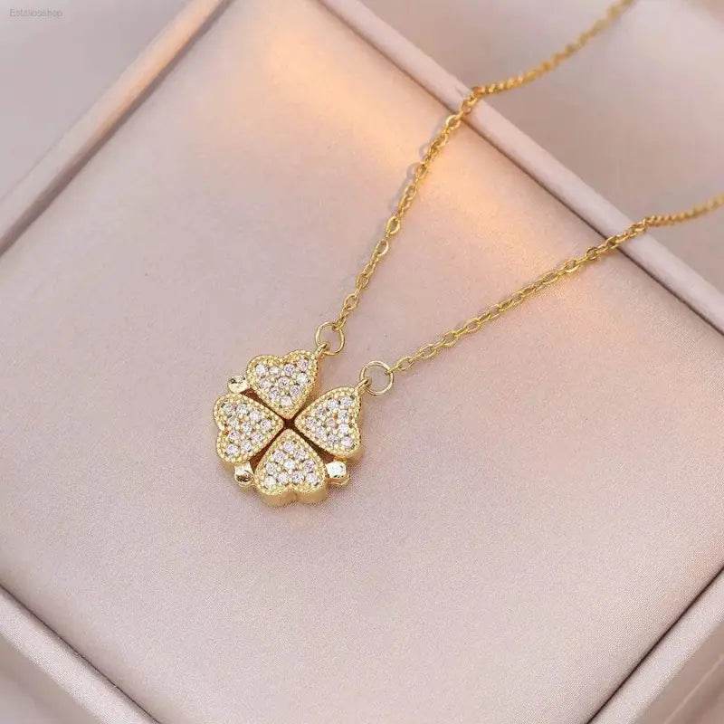 Fashion Retro Clover Heart Pendant Necklace for Women - Estalios