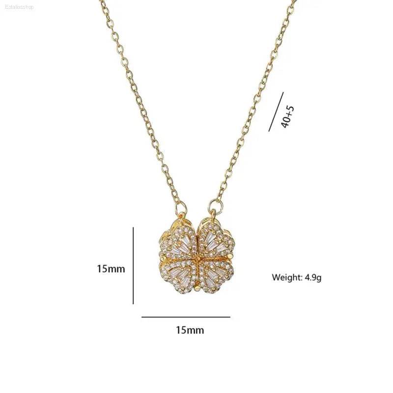 Fashion Retro Clover Heart Pendant Necklace for Women - Estalios