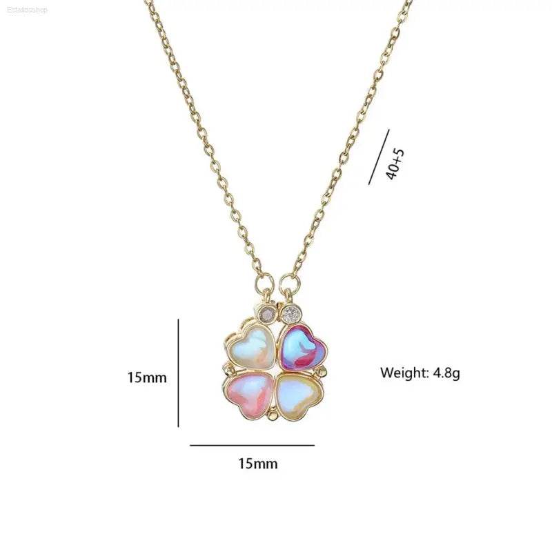 Fashion Retro Clover Heart Pendant Necklace for Women - Estalios