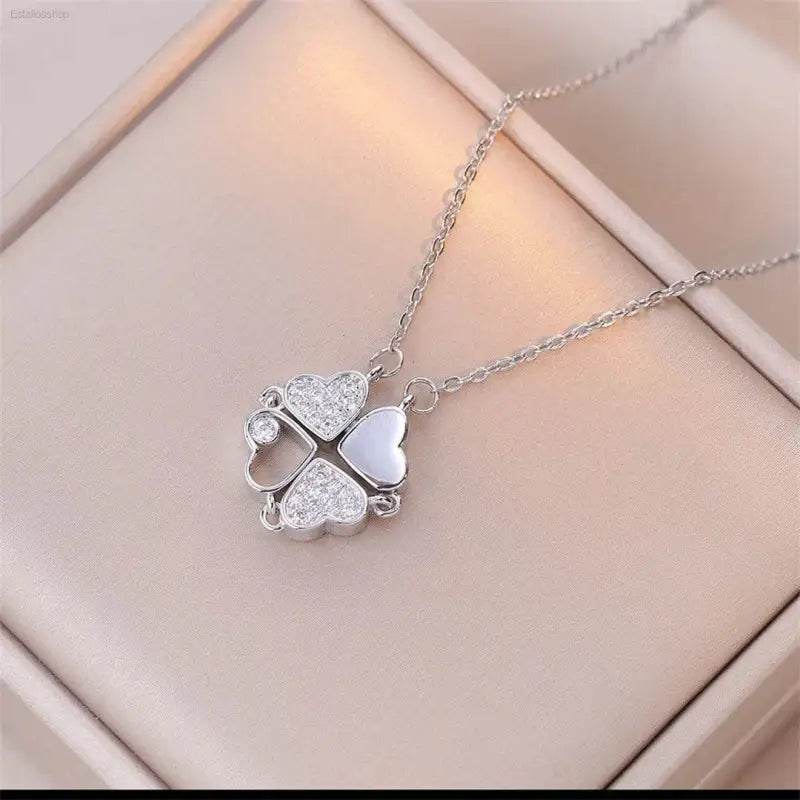 Fashion Retro Clover Heart Pendant Necklace for Women - Estalios