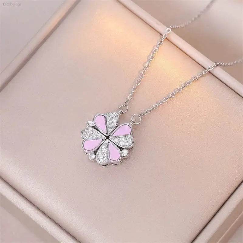 Fashion Retro Clover Heart Pendant Necklace for Women - Estalios