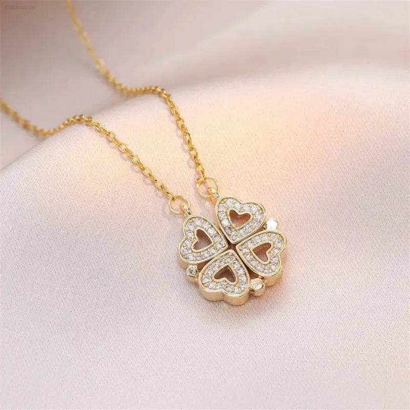 Fashion Retro Clover Heart Pendant Necklace for Women - Estalios