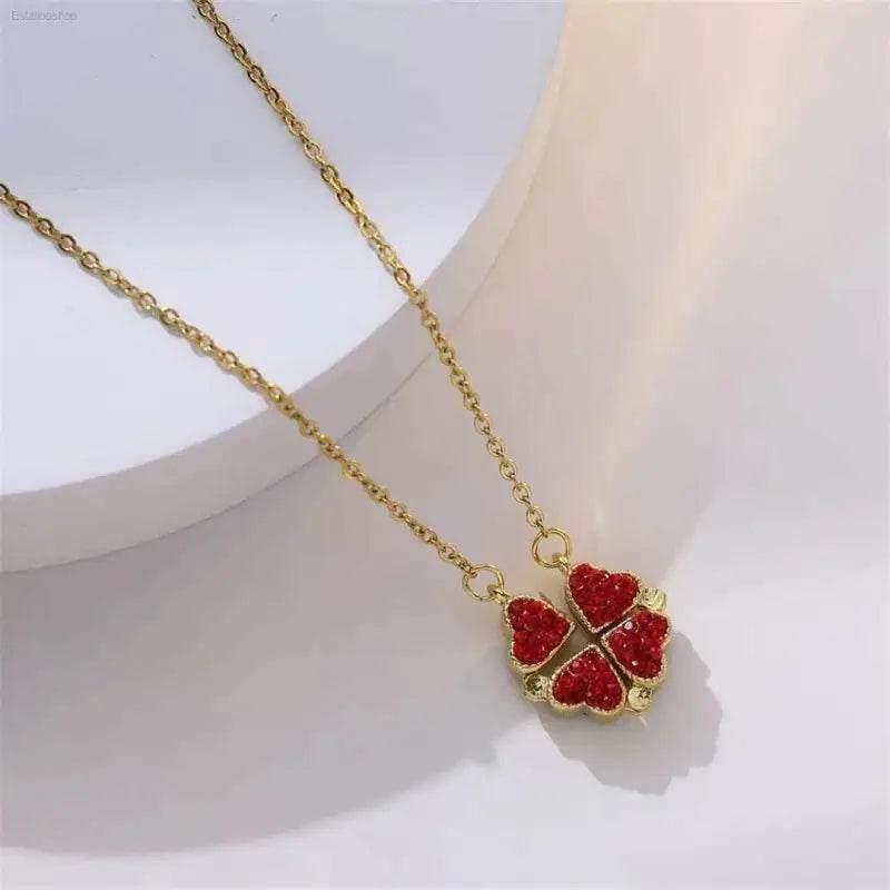 Fashion Retro Clover Heart Pendant Necklace for Women - Estalios