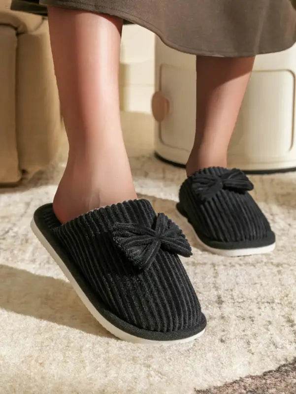 Fashion Women's Bow Slippers Lightweight Comfortable Warm Home - Estalios