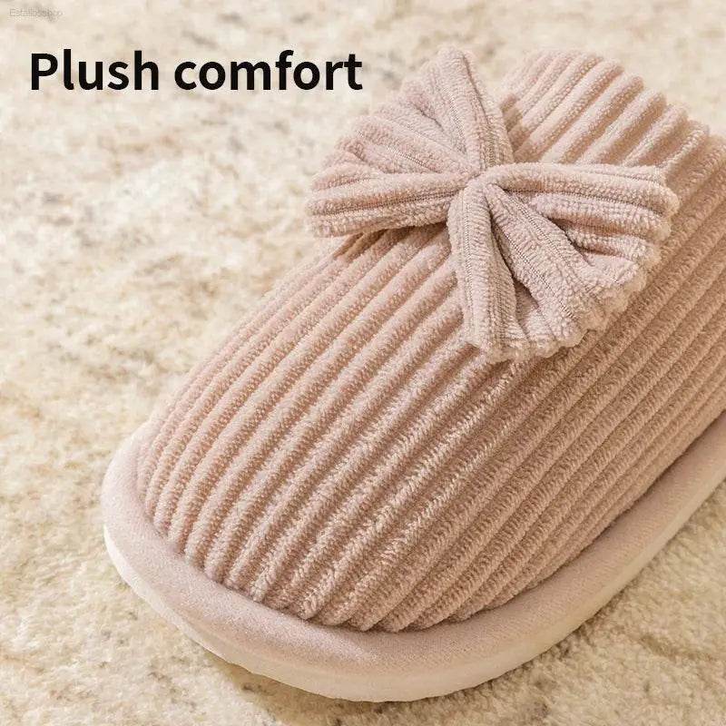 Fashion Women's Bow Slippers Lightweight Comfortable Warm Home - Estalios