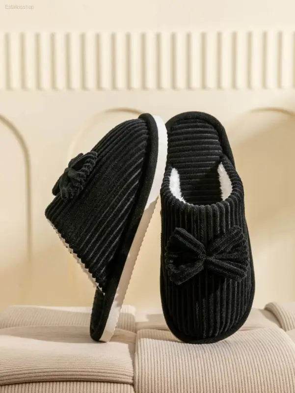 Fashion Women's Bow Slippers Lightweight Comfortable Warm Home - Estalios