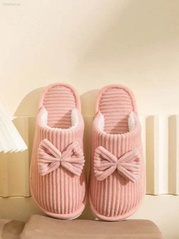 Fashion Women's Bow Slippers Lightweight Comfortable Warm Home - Estalios