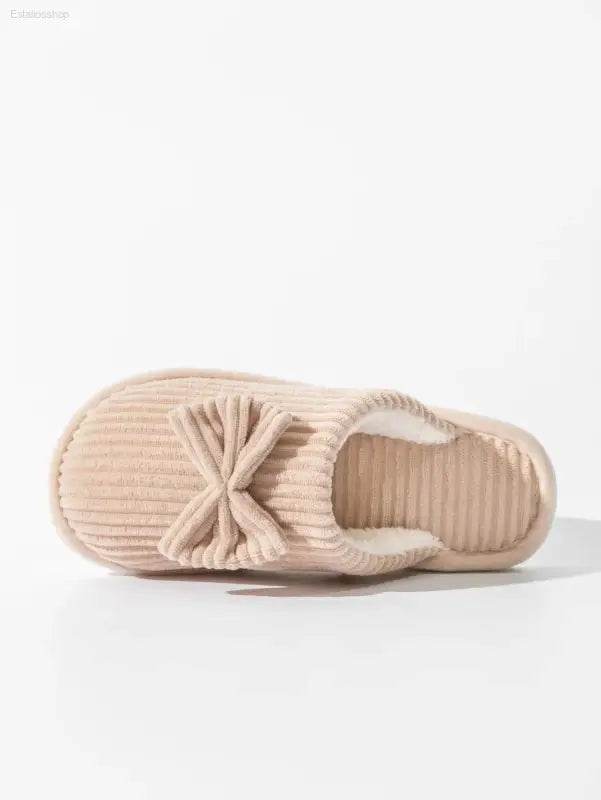 Fashion Women's Bow Slippers Lightweight Comfortable Warm Home - Estalios