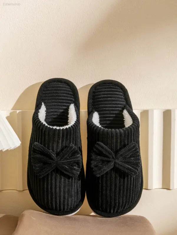 Fashion Women's Bow Slippers Lightweight Comfortable Warm Home - Estalios