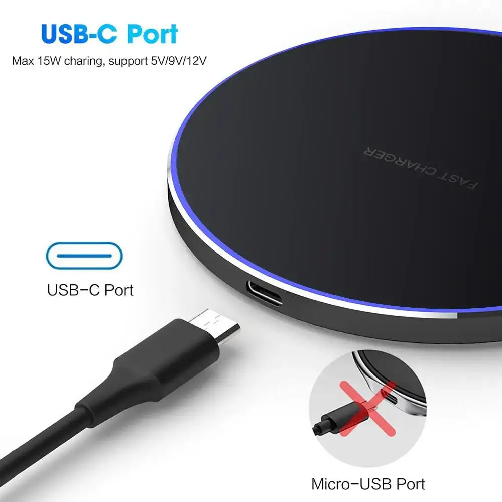 Fast Wireless Charging Pad with USB-C port for easy wireless charging at home