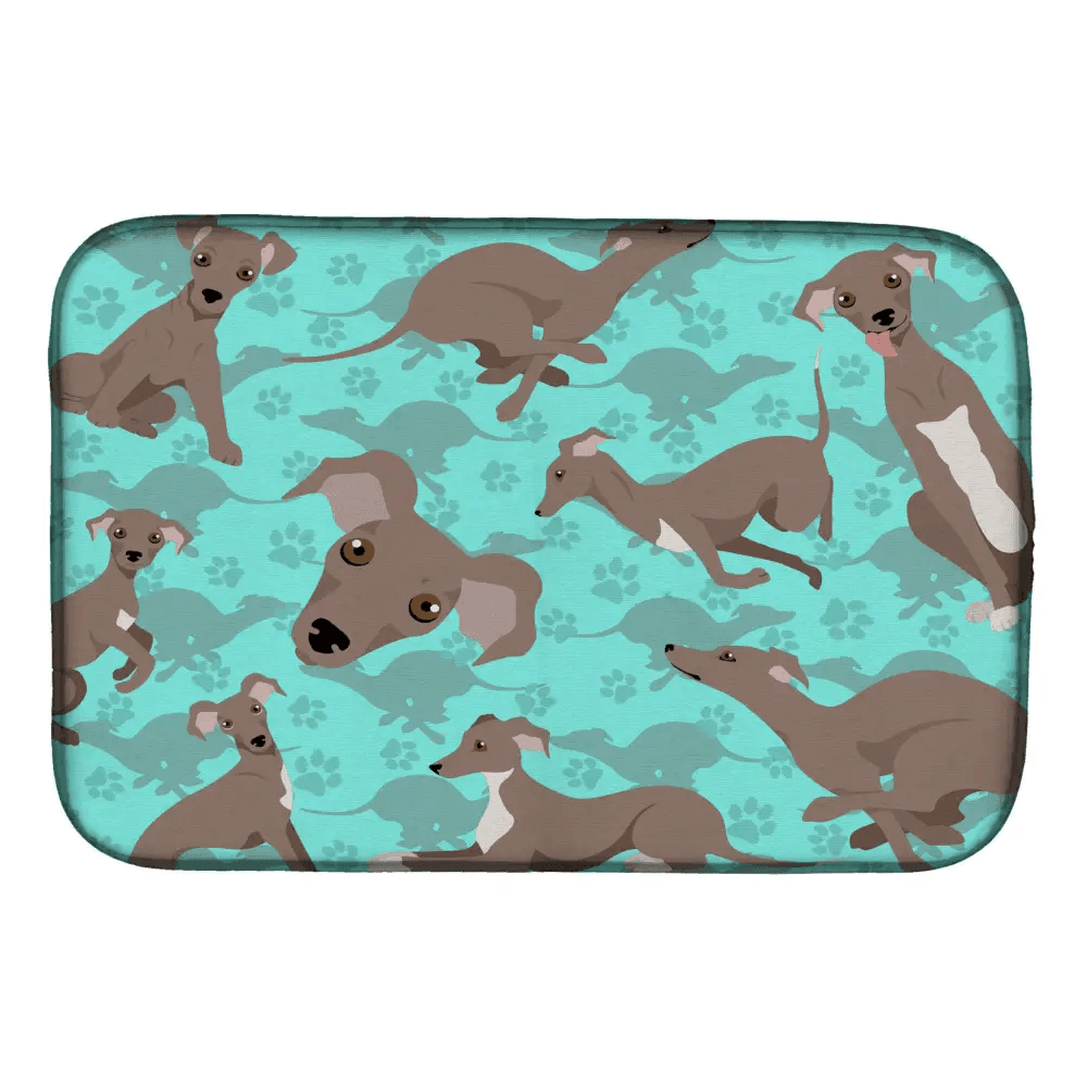 Fawn Italian Greyhound Dish Drying Mat: Paw-some Clean! Dog-patterned Dish Drying Mat Add a Touch of Canine Charm to your Kitchen - Estalios