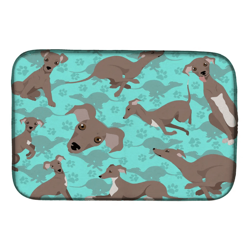 Fawn Italian Greyhound Dish Drying Mat: Paw-some Clean! Dog-patterned Dish Drying Mat Add a Touch of Canine Charm to your Kitchen - Estalios