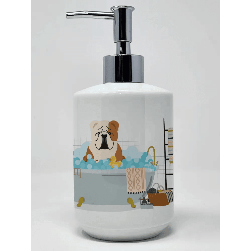 Bathroom Bliss White English Bulldog Soap Dispenser - Estalios