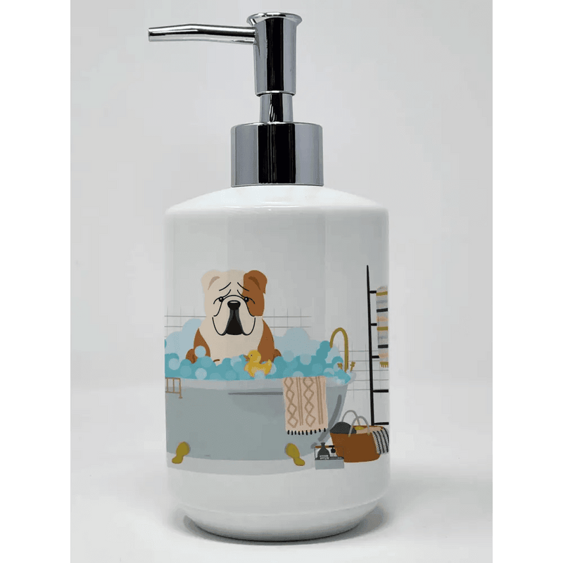 Bathroom Bliss White English Bulldog Soap Dispenser - Estalios