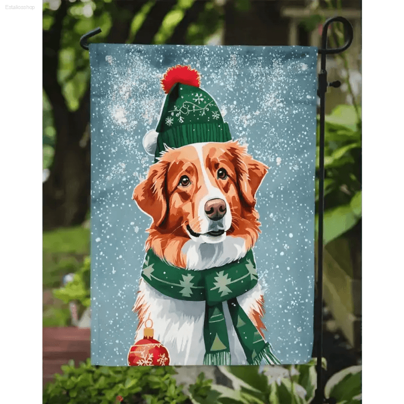 Festive Dog Standard Garden Flag: Winter Woof Wonders! **festive Dog Garden Flag: Winter Woof Wonders!** Brighten - Estalios