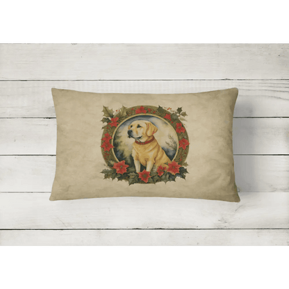 Festive White Bench with Holiday Dog Pillows - Estalios