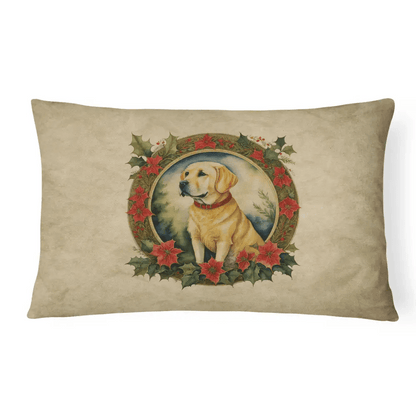 Festive White Bench with Holiday Dog Pillows - Estalios